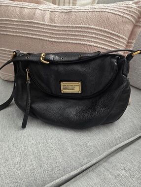 Black Marc Jacobs Leather Shoulder Bag with Gold Hardware